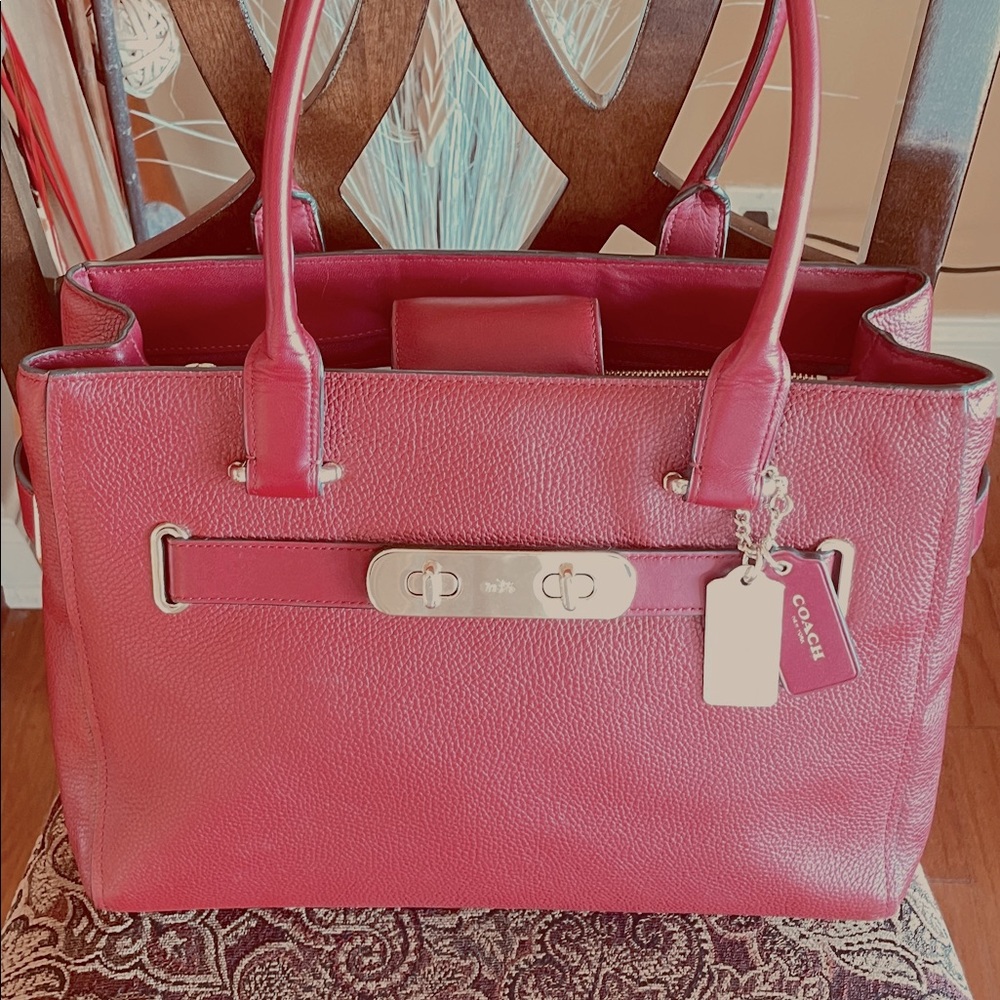 Coach Satchel Dark Red